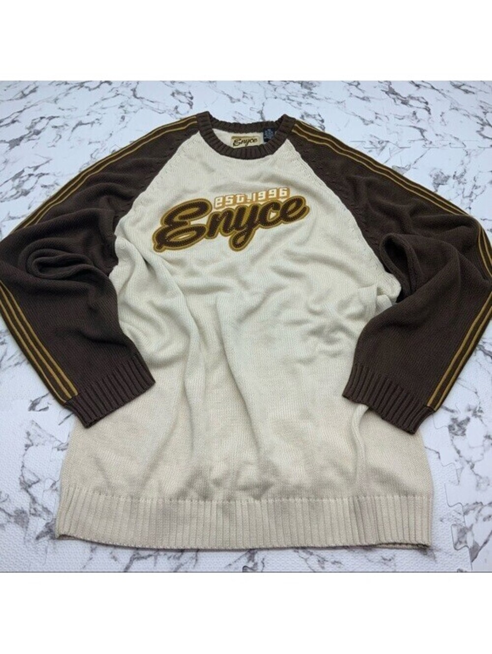 Men's Enyce Brown Cream Crewneck Sweater